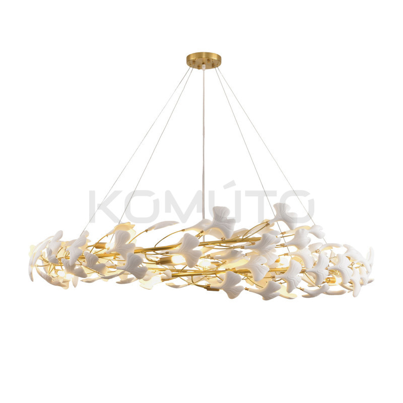 Lampa wisząca BOTANIKA 150 – Złoty wieniec z liści ginkgo