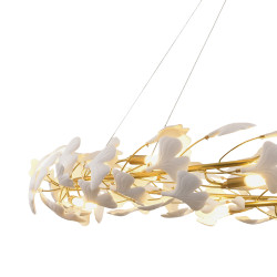 Lampa wisząca BOTANIKA 150 – Złoty wieniec z liści ginkgo