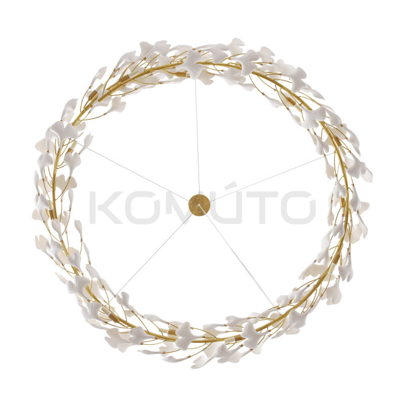 Lampa wisząca BOTANIKA 150 – Złoty wieniec z liści ginkgo