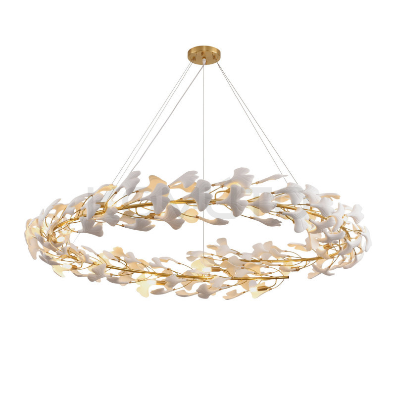 Lampa wisząca BOTANIKA 150 – Złoty wieniec z liści ginkgo