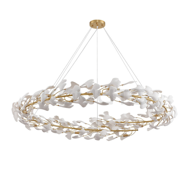 Lampa wisząca BOTANIKA 150 – Złoty wieniec z liści ginkgo