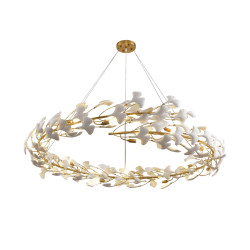 Lampa wisząca BOTANIKA 150 – Złoty wieniec z liści ginkgo