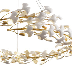 Lampa wisząca BOTANIKA 150 – Złoty wieniec z liści ginkgo