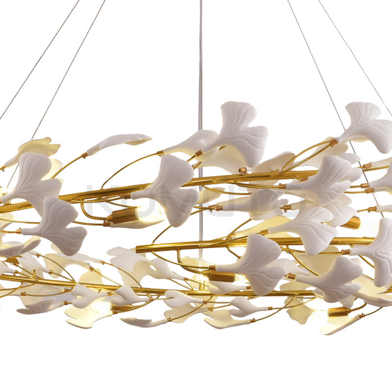 Lampa wisząca BOTANIKA 150 – Złoty wieniec z liści ginkgo