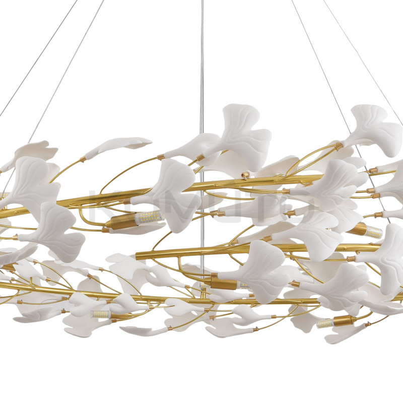 Lampa wisząca BOTANIKA 150 – Złoty wieniec z liści ginkgo