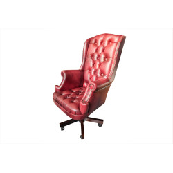 Fotel biurowy Chesterfield z pikowanym siedziskiem Edward w skórze