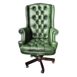 Fotel biurowy Chesterfield z pikowanym siedziskiem Edward w skórze