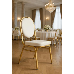 Krzesło HESTIA – biel, złoto | Sale bankietowe, konferencyjne