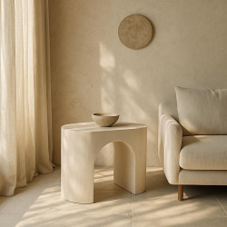 Stolik ICARO beżowy z drewna mango – nowoczesny design