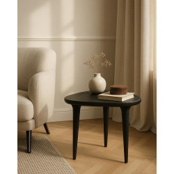 Stolik LAMINAR czarny / drewno – artystyczny design | Komuto