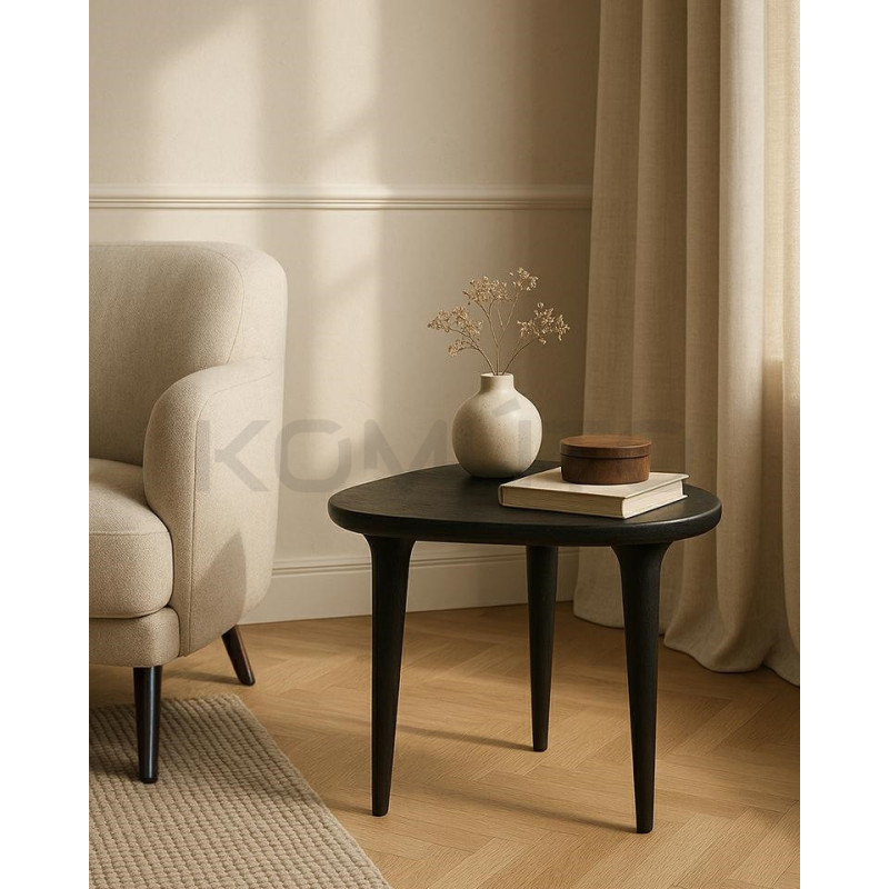 Stolik LAMINAR czarny / drewno – artystyczny design | Komuto