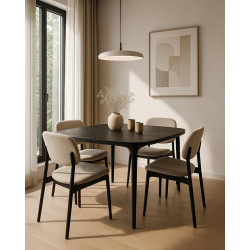 Drewniany Stół LAMINAR czarny  – naturalne drewno | Komuto