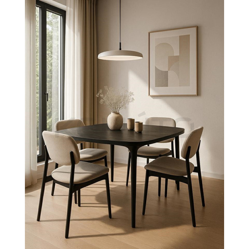 Drewniany Stół LAMINAR czarny  – naturalne drewno | Komuto