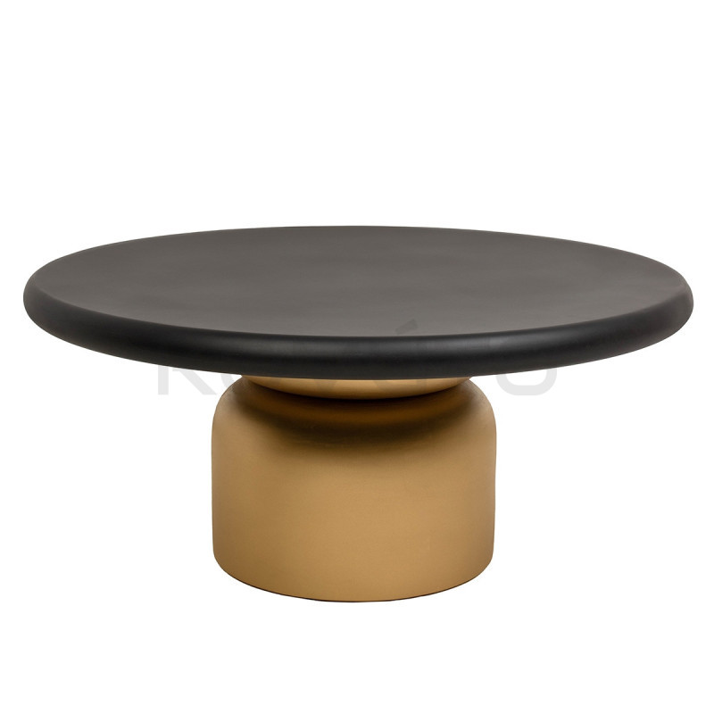 Stolik kawowy LEONARDO – czarny blat ze złotą podstawą 