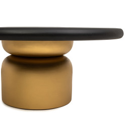 Stolik kawowy LEONARDO – czarny blat ze złotą podstawą 