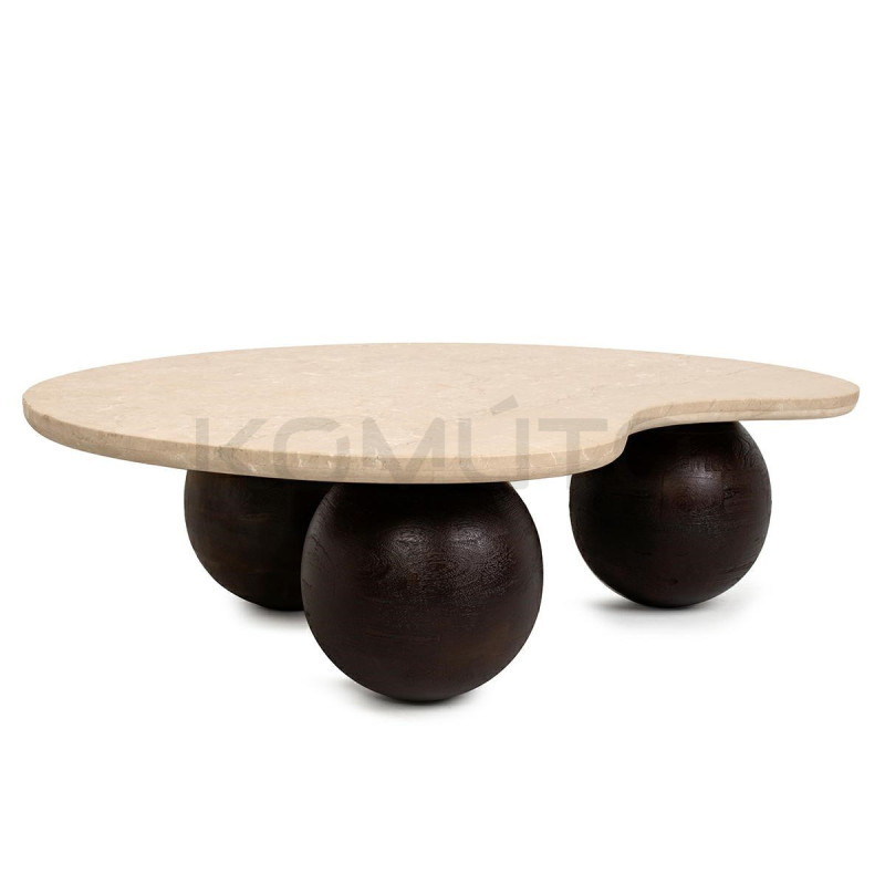 Stolik kawowy ORGANIC – sztuka trawertynu i drewna