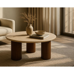 Stolik kawowy RAGNO – Marmur i drewno w artystycznej formie