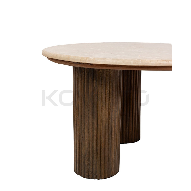 Stolik kawowy RAGNO – Marmur i drewno w artystycznej formie