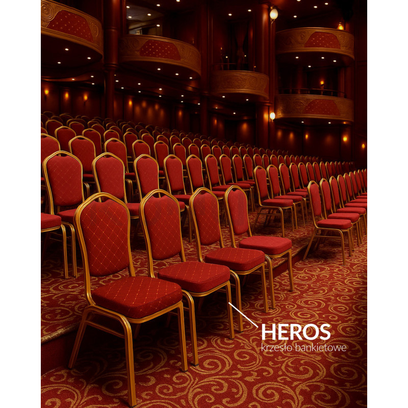 Krzesło bankietowe HEROS czerwone złote