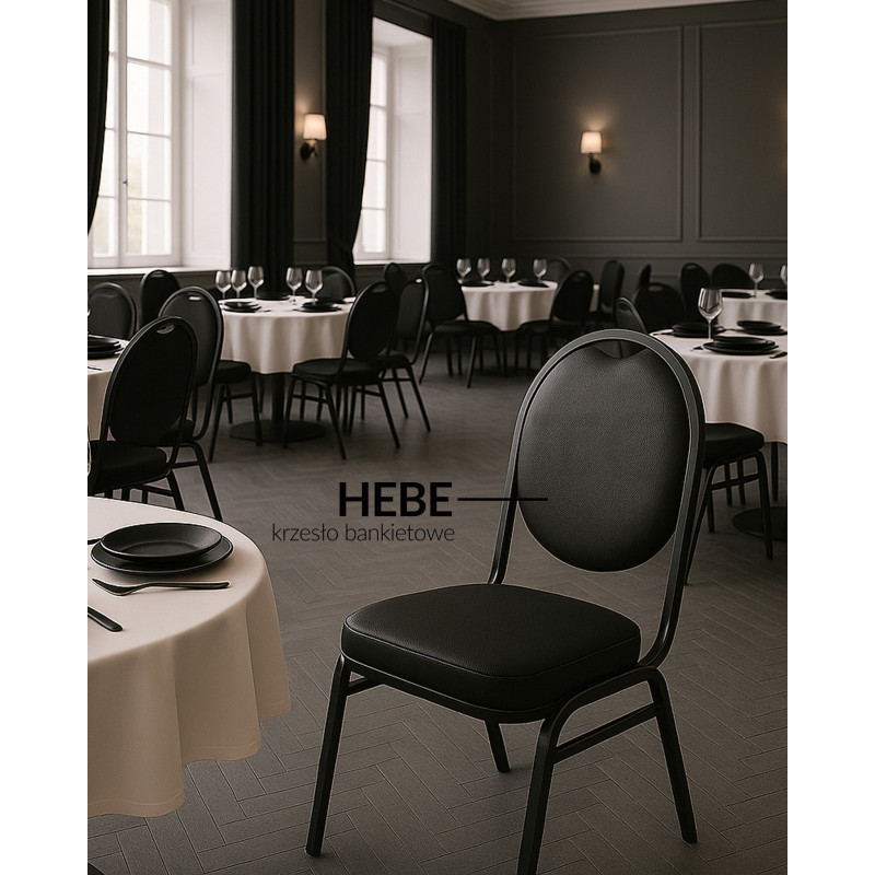 Krzesło HEBE czarne –  Krzesło bankietowe tapicerowane