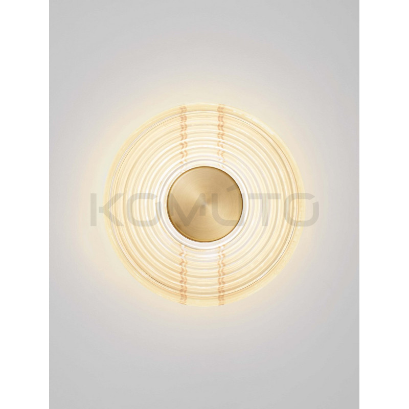 Kinkiet z okrągłym kloszem Onsun – klosz w kolorze bursztynu