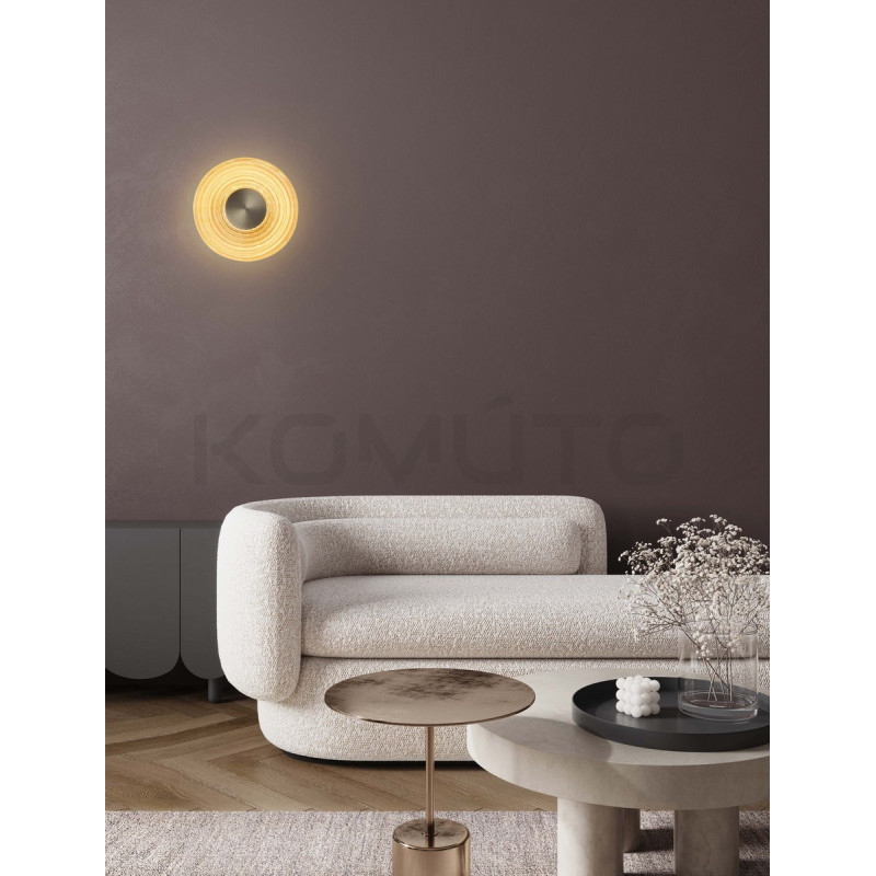 Kinkiet z okrągłym kloszem Onsun – klosz w kolorze bursztynu