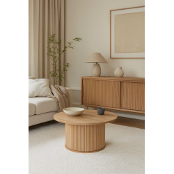 Stolik z lamelami okrągły japandi Alare 70 | Komuto.pl