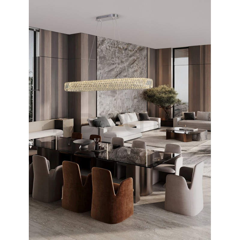 VITREO LONG – żyrandol kryształowy | Świetlna forma nad stół