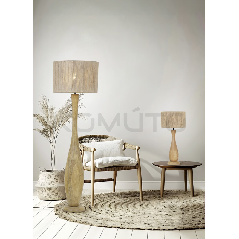 Lampa podłogowa JUTE z drewna i juty – przytulne światło