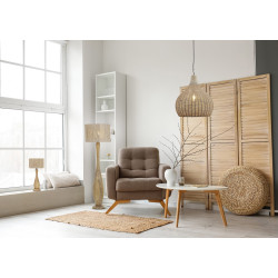 Lampa podłogowa JUTE z drewna i juty – przytulne światło