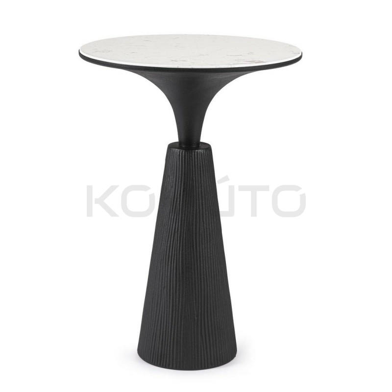 Stół barowy Rondel średnica 51 cm czarny blat marmur | Komuto.pl