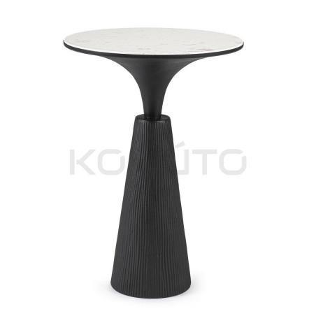 Stół barowy Rondel średnica 51 cm czarny blat marmur | Komuto.pl