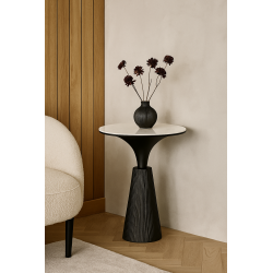 Stół barowy Rondel średnica 51 cm czarny blat marmur | Komuto.pl