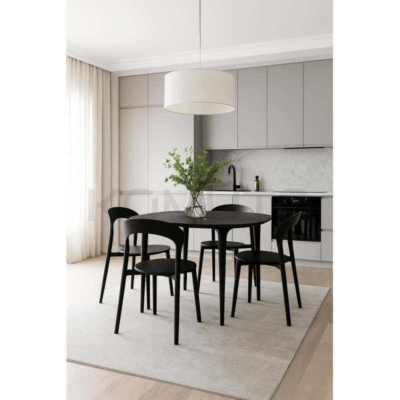 Drewniany Stół LAMINAR czarny  – naturalne drewno | Komuto