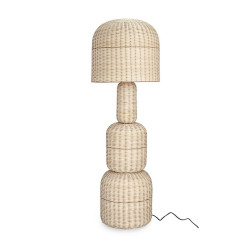 Lampa podłogowa ażurowa rattan Sikkim beżowa
