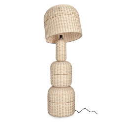 Ażurowa lampa podłogowa boho rattan SIKKIM beżowa | Komuto.pl