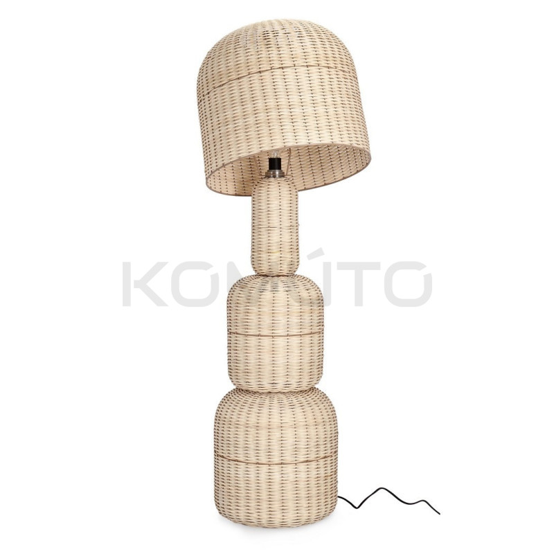 Ażurowa lampa podłogowa boho rattan SIKKIM beżowa | Komuto.pl