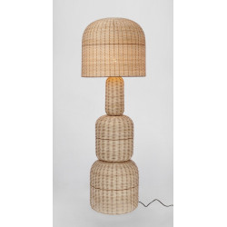Ażurowa lampa podłogowa boho rattan SIKKIM beżowa | Komuto.pl