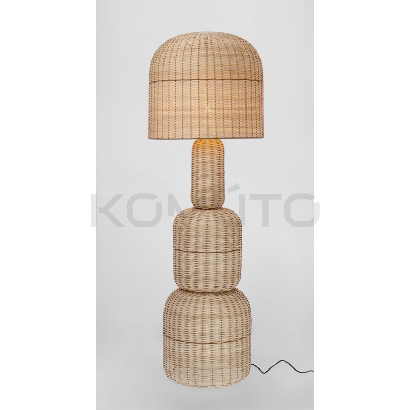 Ażurowa lampa podłogowa boho rattan SIKKIM beżowa | Komuto.pl