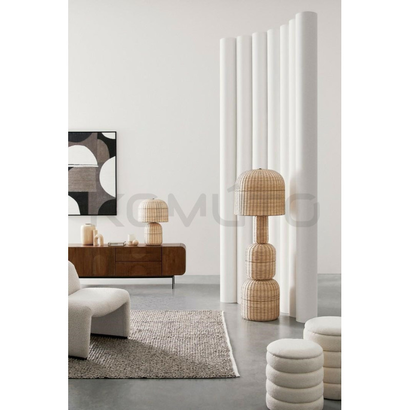 Ażurowa lampa podłogowa boho rattan SIKKIM beżowa | Komuto.pl