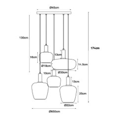 Kolorowa lampa wisząca szklana Litur 5 | Komuto.pl