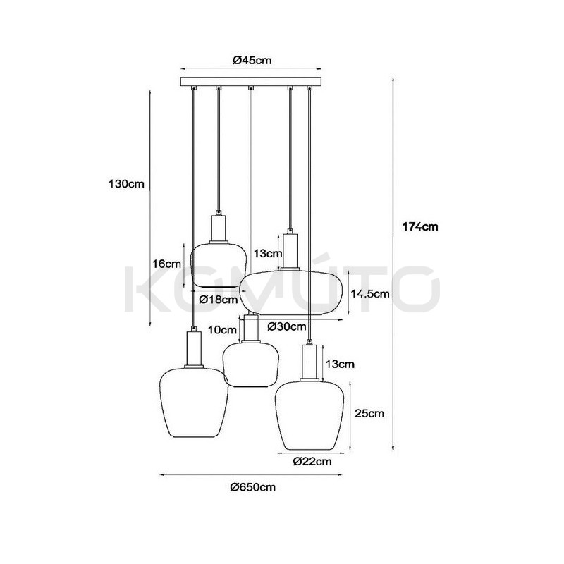 Kolorowa lampa wisząca szklana Litur 5 | Komuto.pl