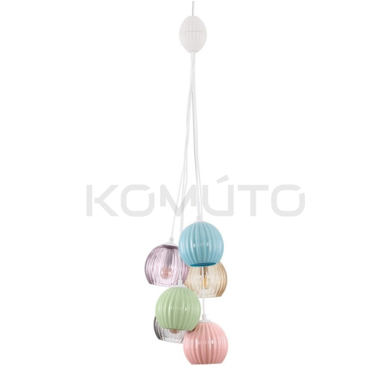 Lampa wisząca z wielokolorowymi kloszami Farve 6 | Komuto.pl