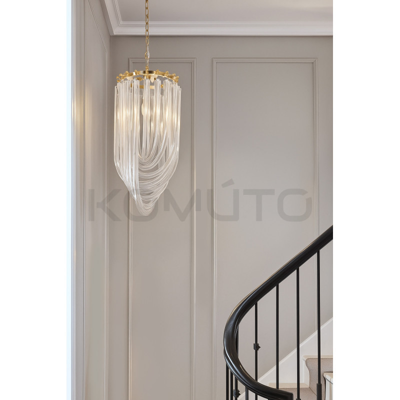Lampa wisząca kryształowa złota glamour Wave Murano L | Komuto.pl