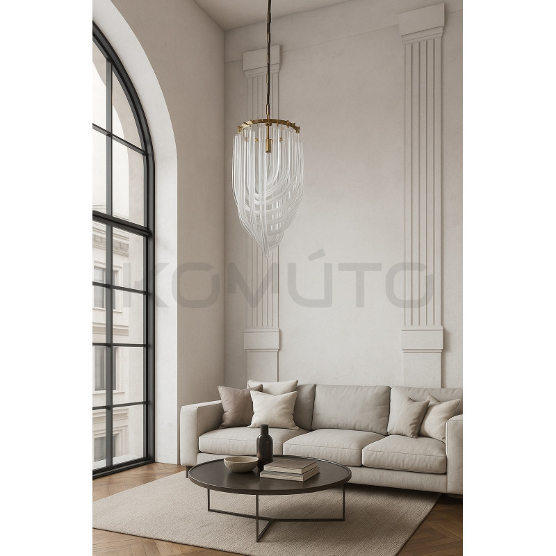 Lampa wisząca kryształowa złota Wave Murano S | Komuto.pl