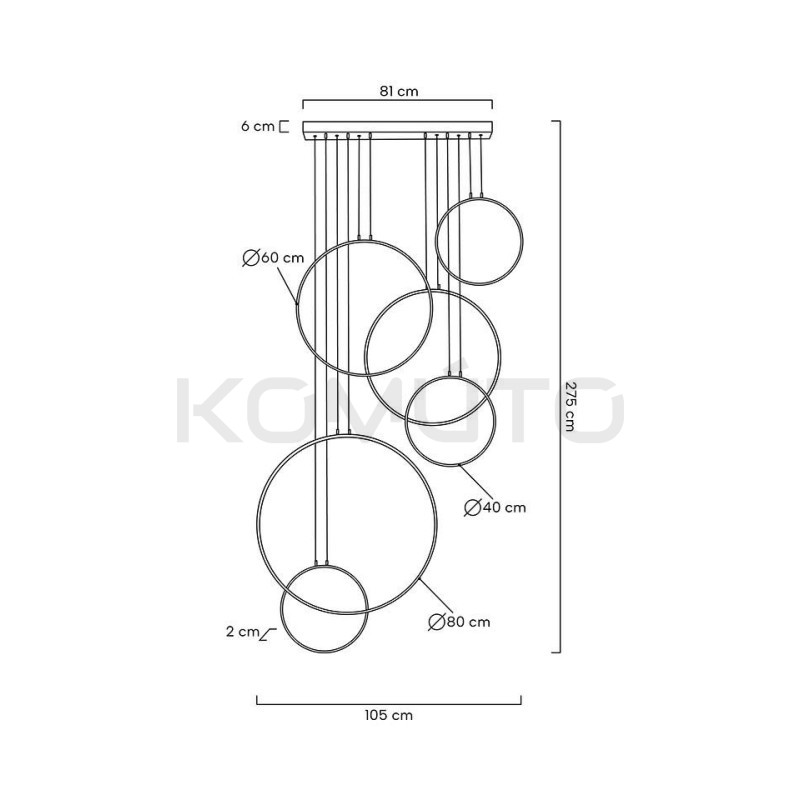 Lampa wisząca CIRCULO SIX złota Moosee – kaskada światła