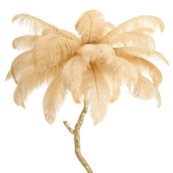 Lampa z piór EMU – złota podłogowa rzeźba światła i elegancji