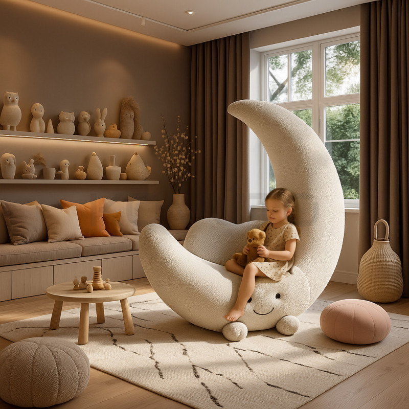 Fotel dziecięcy MOON biały – piękno i wyobraźnia w pokoju dziecka 