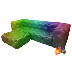 Sofa z pufą jak narożnik Chesterfield Moon skóra | Komuto.pl