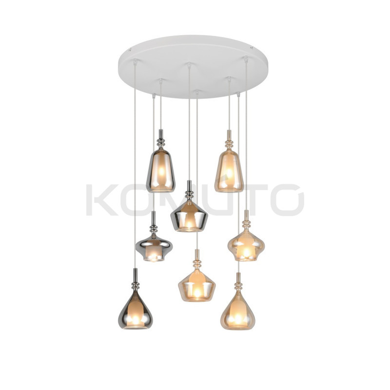 Marinet 8 – artystyczna lampa wisząca z 8 szklanymi kloszami